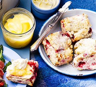 Raspberry & coconut scones
